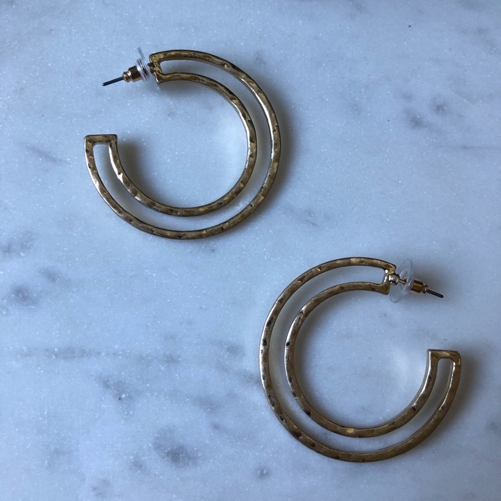 The Ramsey - Vintage Textured Hollow Hoops - Picture 3 of 5